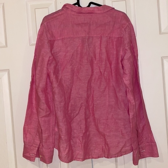 Banana Republic Fushia pink linen long sleeve button down shirt with  col… - Picture 6 of 14